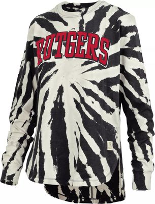 Pressbox Women's Rutgers Scarlet Knights Black Tiedye Longsleeve T-Shirt