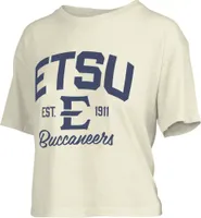 Pressbox Women's East Tennessee State Buccaneers White Knobie Crop T-Shirt