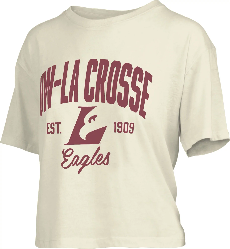 Pressbox Women's UW-La Crosse Eagles White Knobie Crop T-Shirt