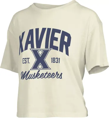 Pressbox Women's Xavier Musketeers White Knobie Crop T-Shirt