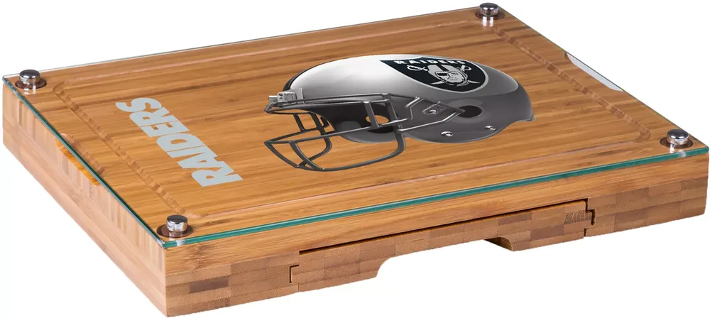 Picnic Time Las Vegas Raiders Glass Top Cheese Board and Knife Set