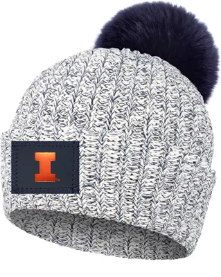 Love Your Melon Illinois Fighting Illini Grey Speckled Pom Knit Beanie