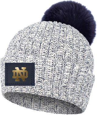 Love Your Melon Notre Dame Fighting Irish Grey Speckled Pom Knit Beanie