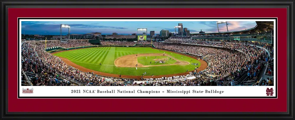 Blakeway Panoramas Mississippi State Bulldogs 2021 NCAA College Baseball Champions Deluxe Framed Picture