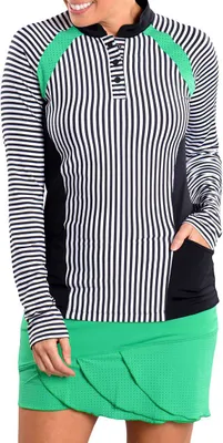 SwingDish Women's Abby Stripe Long Sleeve Golf Top
