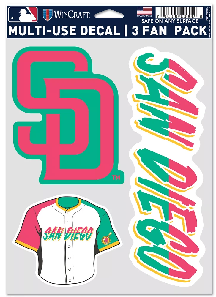 WinCraft San Diego Padres 2022 City Connect 3-Pack Decal