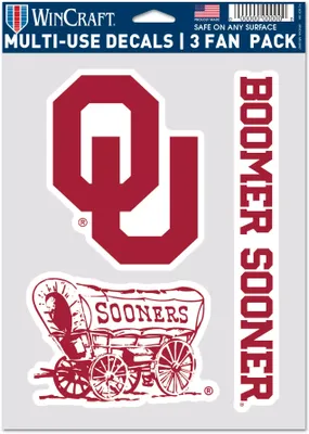 WinCraft Oklahoma Sooners 3 Pack Fan Decal