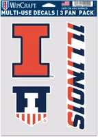 WinCraft Illinois Fighting Illini 3 Pack Fan Decal