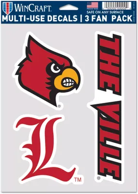 WinCraft Louisville Cardinals 3 Pack Fan Decal