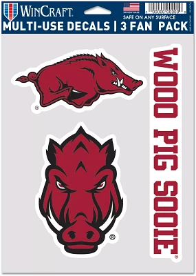 WinCraft Arkansas Razorbacks 3 Pack Fan Decal