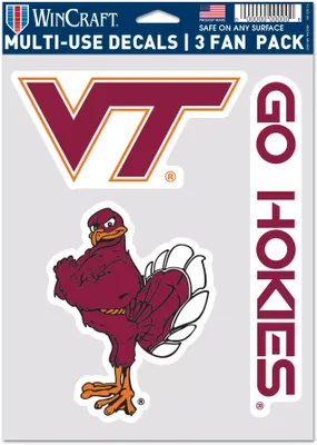 WinCraft Virginia Tech Hokies 3 Pack Fan Decal