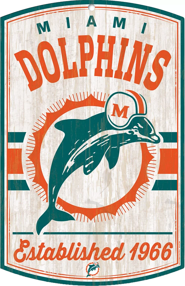 WinCraft Miami Dolphins 11'' x 17'' Retro Sign