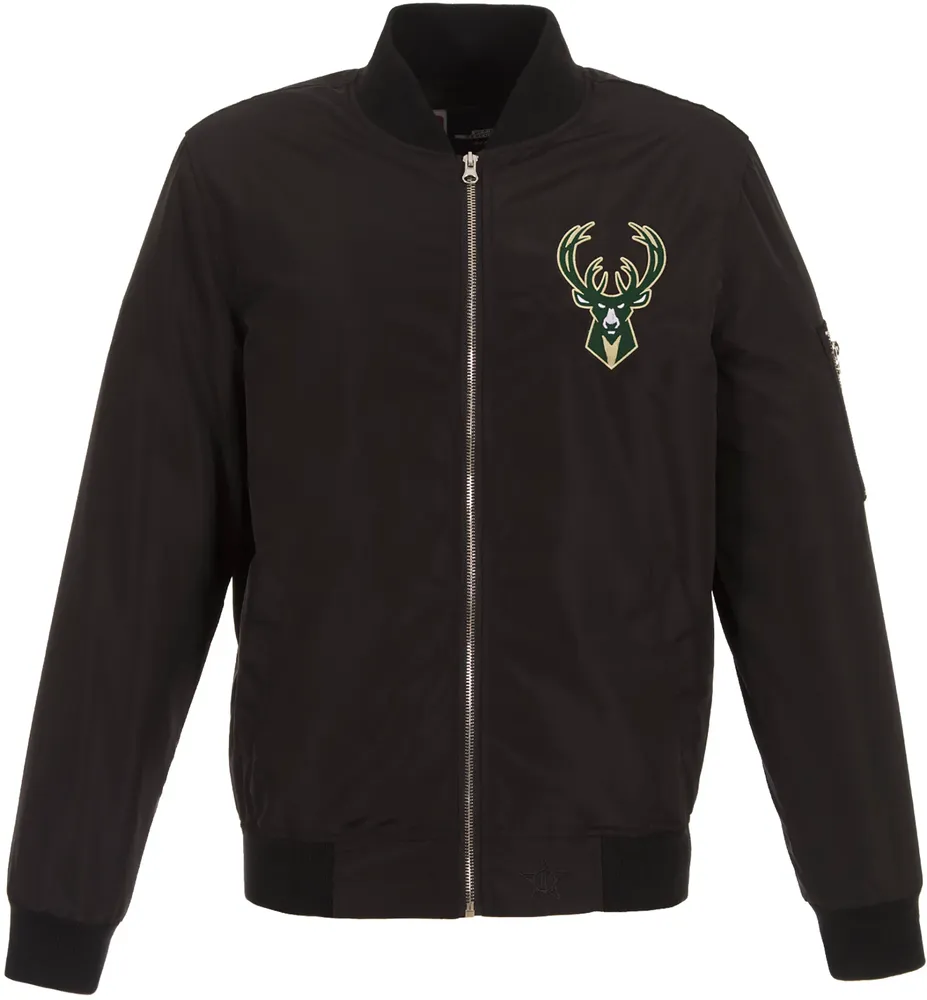 JH Design Men's Milwaukee Bucks Black Bomber Jacket