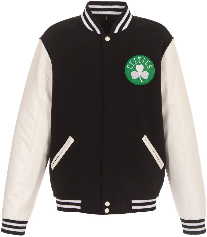 JH Design Men's Boston Celtics Black Varsity Jacket