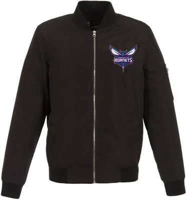 JH Design Men's Charlotte Hornets Black Bomber Jacket