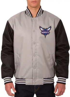 JH Design Men's Charlotte Hornets Grey Twill Jacket