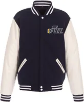 JH Design Men's Utah Jazz Navy Varsity Jacket