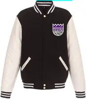 JH Design Men's Sacramento Kings Black Varsity Jacket