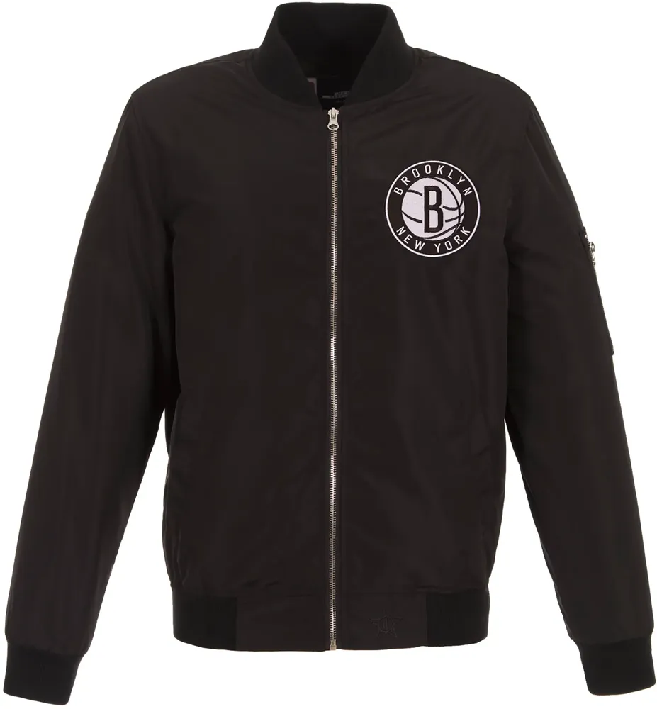 JH Design Men's Brooklyn Nets Black Bomber Jacket