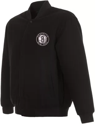 JH Design Men's Brooklyn Nets Black Reversible Wool Jacket