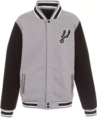 JH Design Men's San Antonio Spurs Grey Reversible Fleece Jacket