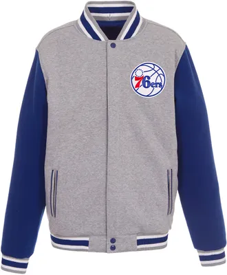 JH Design Men's Philadelphia 76ers Grey Reversible Fleece Jacket