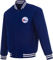 JH Design Men's Philadelphia 76ers Royal Reversible Wool Jacket