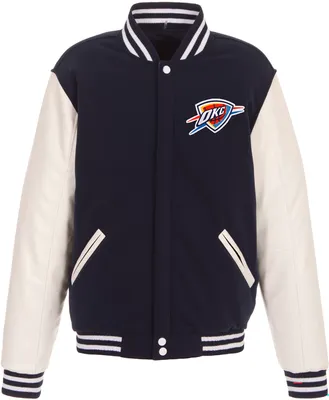 JH Design Men's Oklahoma City Thunder Navy Varsity Jacket