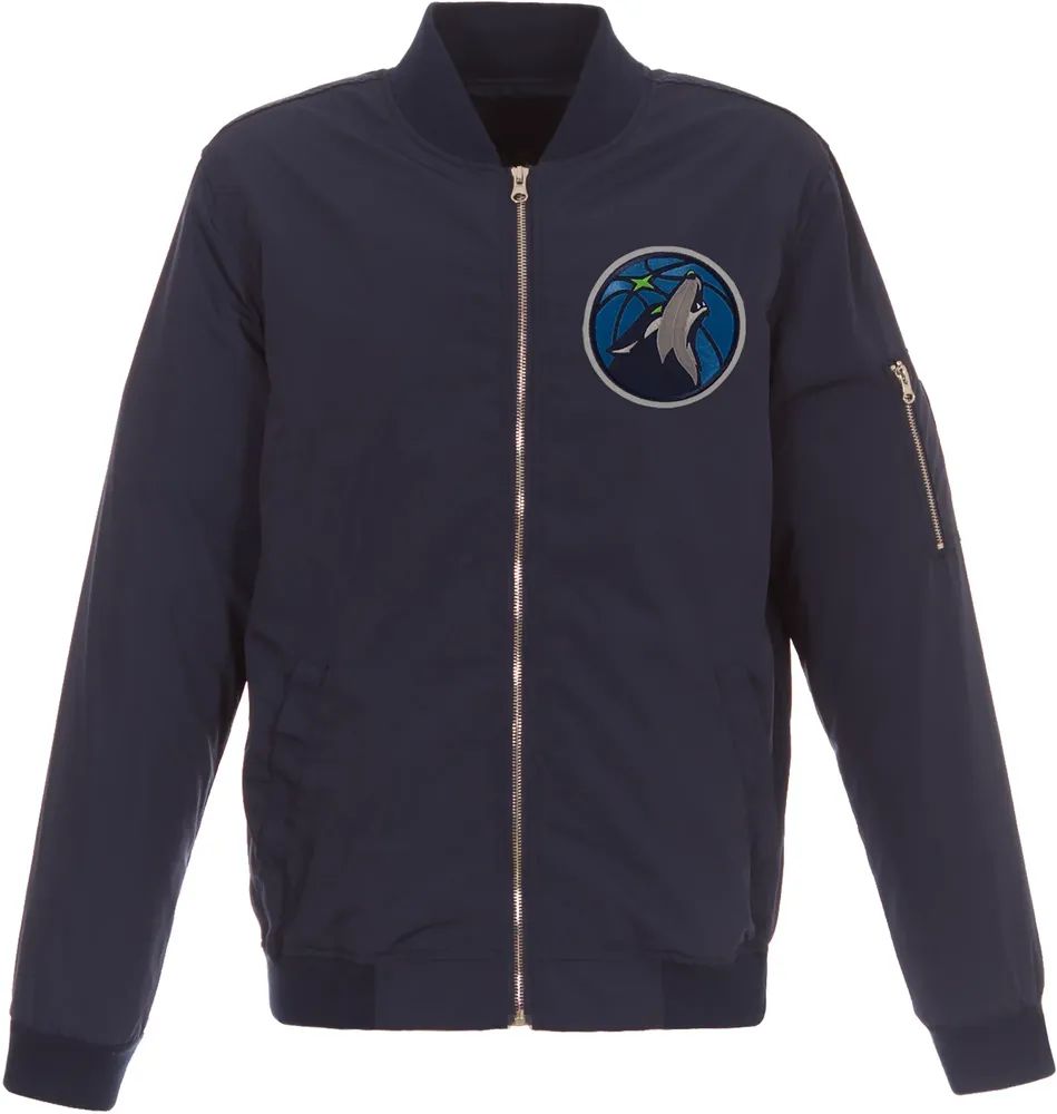 JH Design Men's Minnesota Timberwolves Navy Bomber Jacket