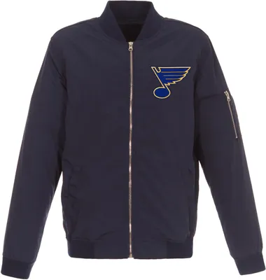 JH Design St. Louis Blues Logo Full-Zip Bomber Black Nylon Jacket