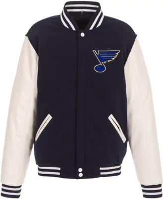 JH Design St. Louis Blues Varsity Navy Reversible Wool Jacket