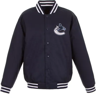 JH Design Vancouver Canucks Varsity Navy Reversible Wool Jacket