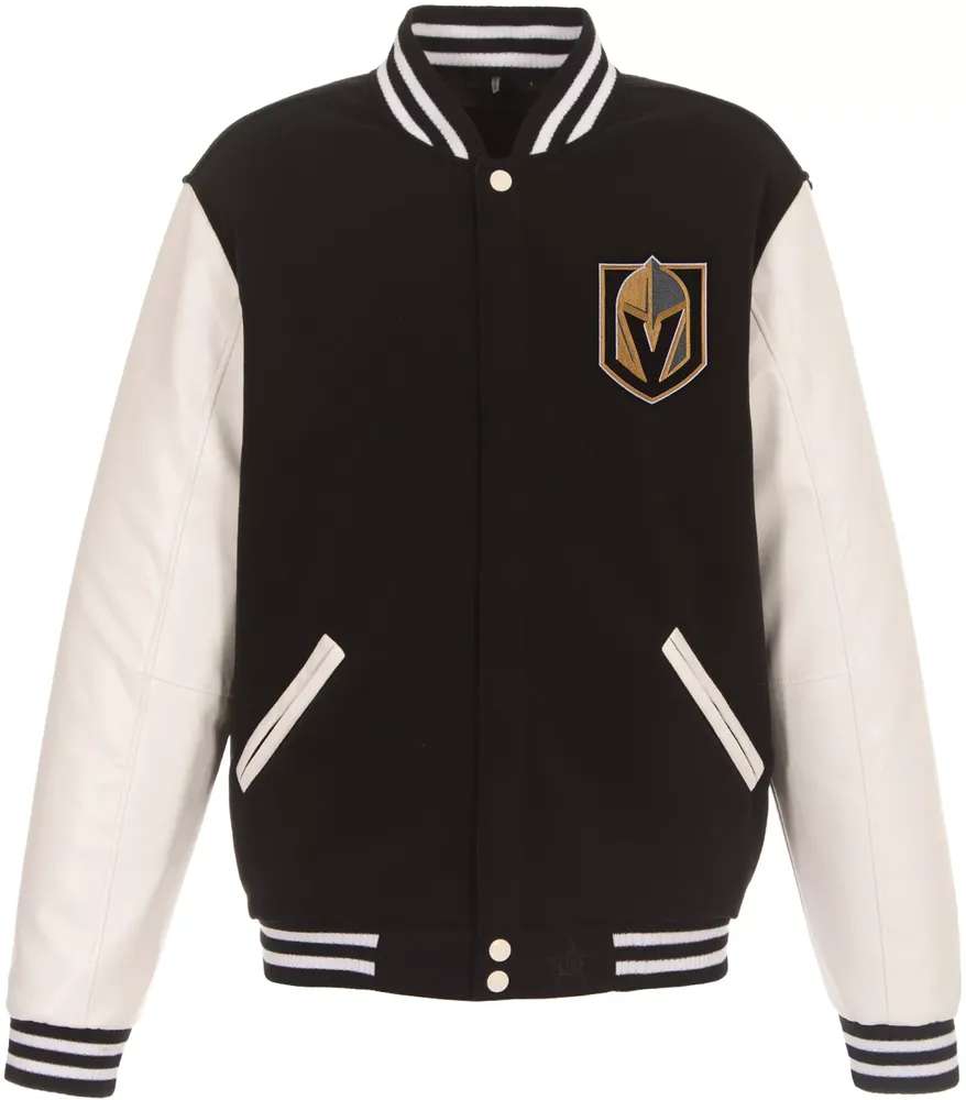 JH Design Vegas Golden Knights Varsity Black Reversible Wool Jacket