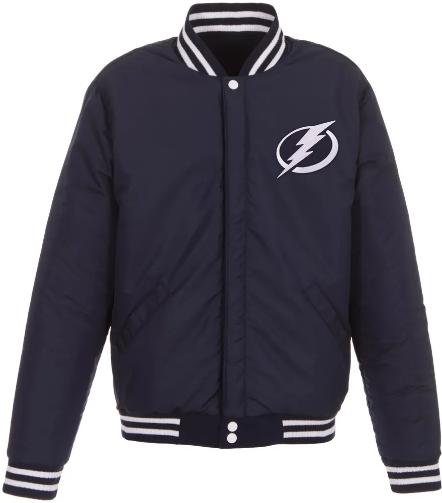 JH Design Tampa Bay Lightning Varsity Navy Reversible Wool Jacket