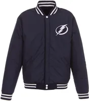 JH Design Tampa Bay Lightning Varsity Navy Reversible Wool Jacket