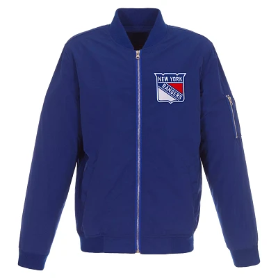 JH Design New York Rangers Logo Full-Zip Bomber Royal Nylon Jacket