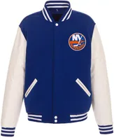 JH Design New York Islanders Varsity Blue Reversible Wool Jacket