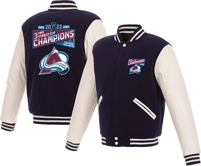 JH Design 2022 Stanley Cup Champions Colorado Avalanche PU Reversible Jacket