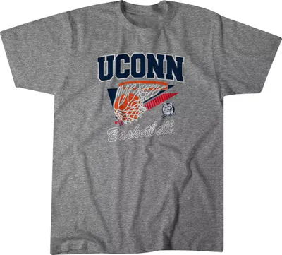 BreakingT UConn Huskies Grey College Basketball Swish T-Shirt