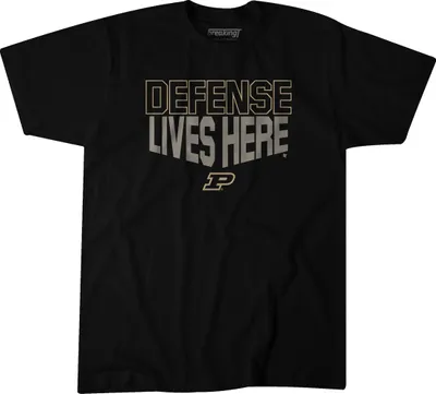 BreakingT Purdue Boilermakers Defense Lives Here Basketball Black T-Shirt