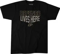 BreakingT Purdue Boilermakers Defense Lives Here Basketball Black T-Shirt