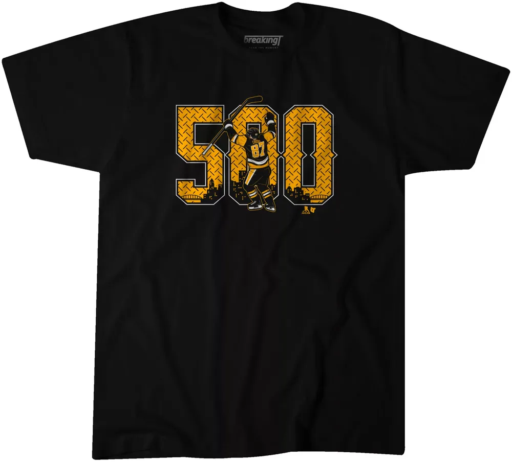 BreakingT Sidney Crosby 500 Goals Jump Black T-Shirt