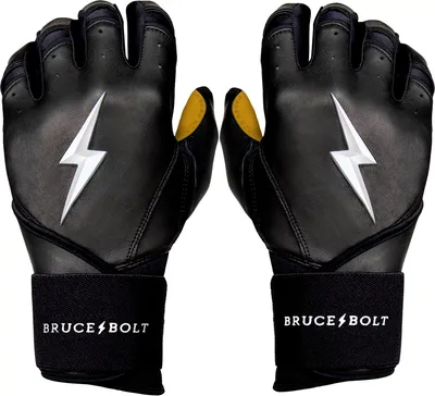 Bruce Bolt Adult Long Cuff Gold Palm Batting Gloves