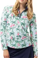 SanSoleil Women's Long Sleeve Printed Mock Neck Shirt