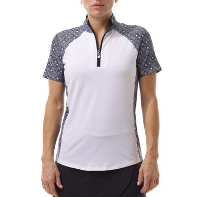 SanSoleil Women's SolCool Short Sleeve Mock Neck Shirt