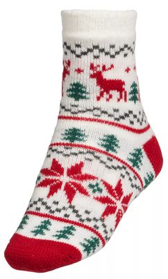 Northeast Outfitters Women's Cozy Cabin Holiday Reindeer Fairisle Socks