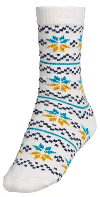 Northeast Outfitters Women's Cozy Cabin Nordic Snowflake Striped Socks