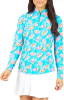 IBULK Women's Long Sleeve Franny Print 1/4 Zip Mock Neck Golf Polo