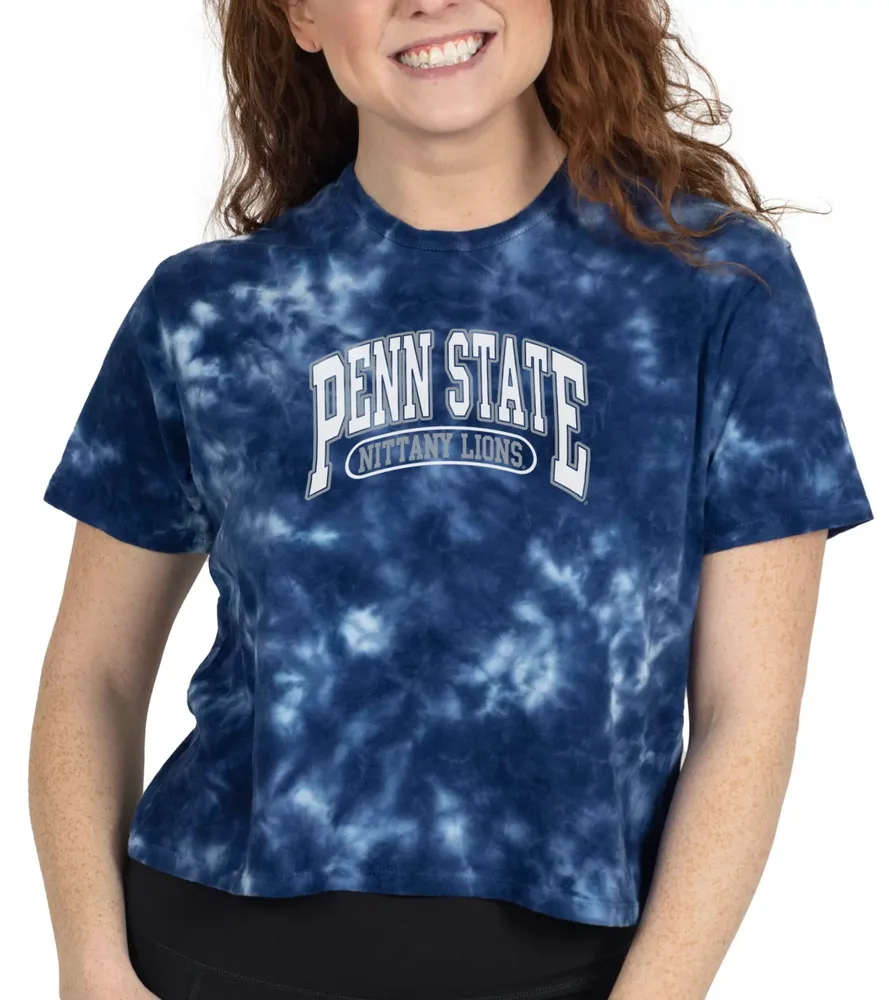 ZooZatZ Women's Penn State Nittany Lions Blue Tie-Dye Cropped T-Shirt