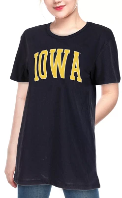 ZooZatZ Women's Iowa Hawkeyes Black Garment Wash Oversized T-Shirt